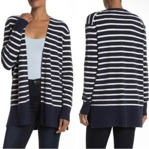 MADEWELL Cozy Walker Open Cardigan Wool Alpaca‎ Blue White Stripe Sweater M0706